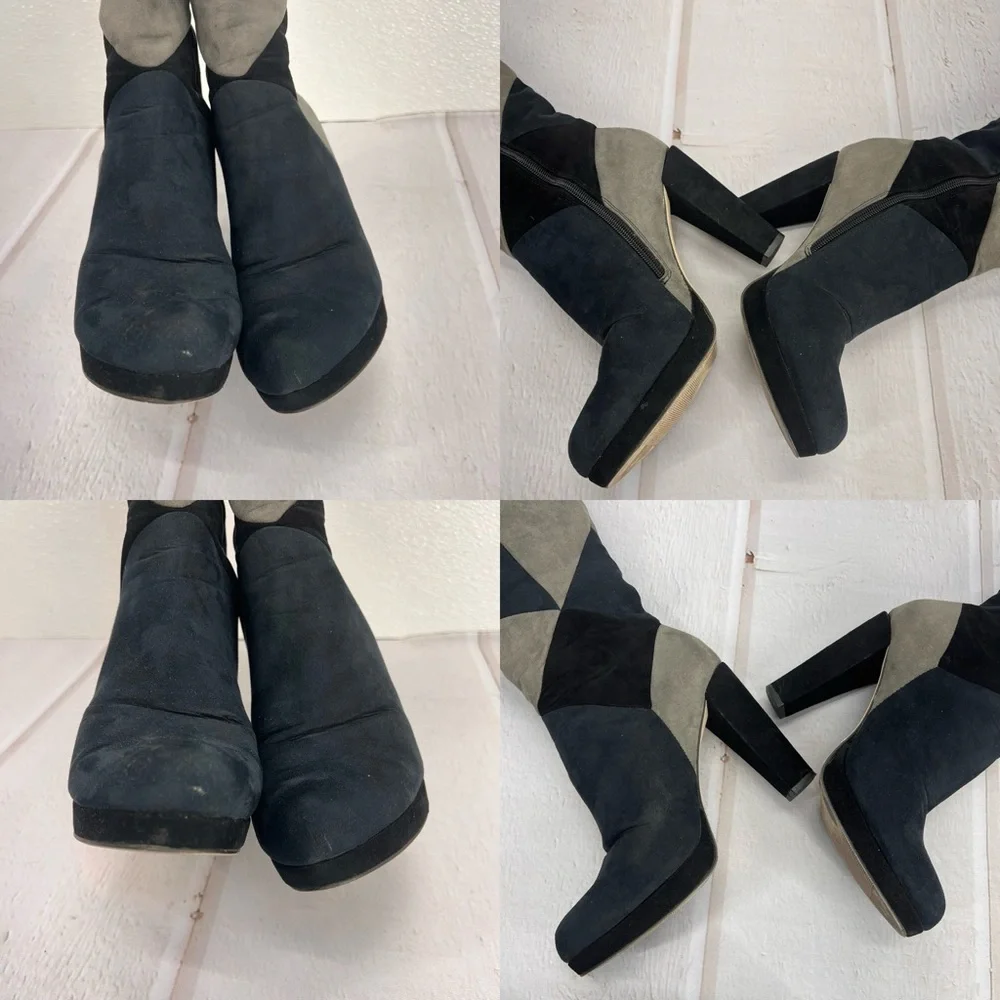 Madden Girl Deeon Knee High Block Heel Boots Women’s Size‎ 7 | Colorblock